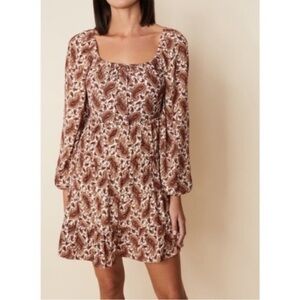 Faithfull the Brand Naline Paisley Mini Dress Burgundy 8 L New